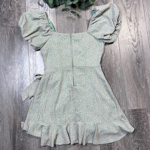 Row A Floral Puff Sleeve Wrap Minidress - Picture 5 of 13